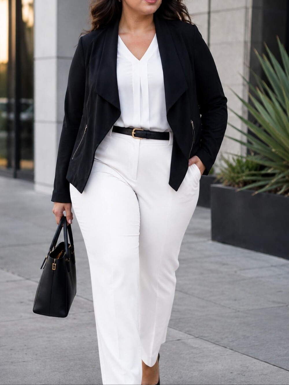 Club Monaco Black Draped Open Front Blazer Zip Pockets Career Minimalist